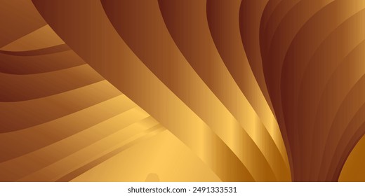 Wavy golden parallel gradient lines, ribbons, silk. Golden with shades of yellow background, banner, poster. Eps vector