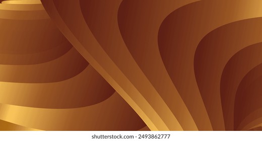 Wavy golden parallel gradient lines, ribbons, silk. Golden with shades of yellow background, banner, poster. Eps vector