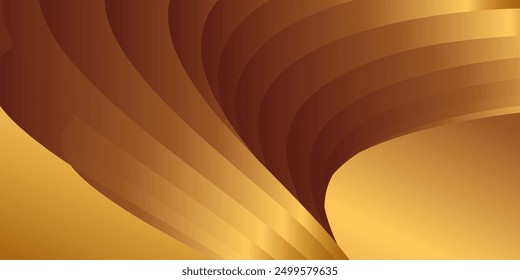 Wavy golden parallel gradient lines, ribbons, silk. Golden with shades of yellow background, banner, poster. Eps vector