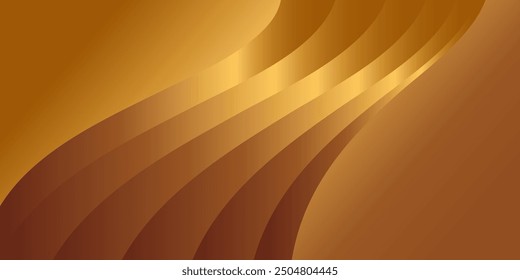 Wavy golden parallel gradient lines, ribbons, silk. Golden with shades of yellow background, banner, poster. Eps vector