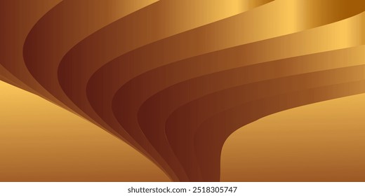 Wavy golden parallel gradient lines, ribbons, silk. Golden with shades of yellow background, banner, poster. Eps vector