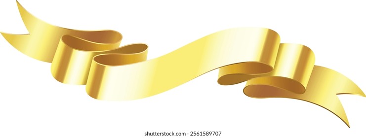 Wavy golden ribbon creating a stunning banner, enhancing festive occasions and celebrations with an elegant touch of luxury, perfect for adding charm to any event