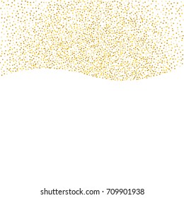 Wavy golden sand background of random scatter golden circles isolated on white.