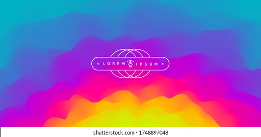 Wavy gradient backdrop. Abstract background with dynamic effect. Bright smooth transitions. 3D vector Illustration for design. 