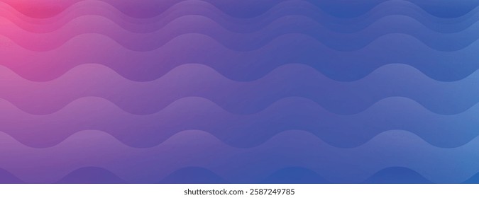 Wavy gradient background with a smooth texture, featuring shades of blue and blue, transitioning to pink. Ideal for a modern, abstract background. Minimal abstract wavy gradient vector background