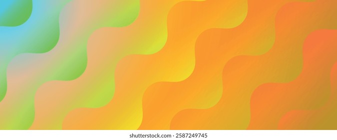 Wavy gradient background with vibrant orange and green hues. The background features a smooth, flowing texture with orange and green transitions. Minimal abstract wavy gradient vector background