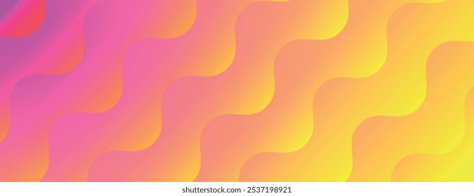 Wavy gradient background with vibrant pink and yellow colors. The background features a smooth, flowing texture with pink and yellow hues. Minimal abstract flow line vector gradient background
