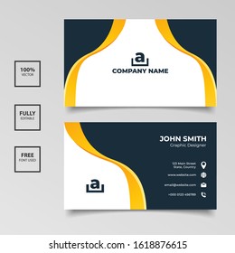 Wavy gradient business card template design. Vector illustration EPS 10