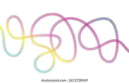 wavy gradient dashed shapes. Colorful squiggles gradient dash lines design for flyer, poster, cover or banner. Vector illustrations.