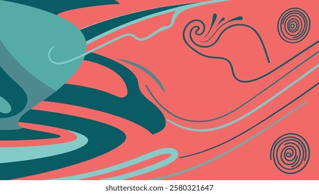 Wavy Gradient Lines with Abstract Shapes – Colorful Vector Art