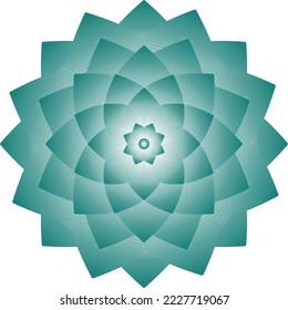 Flor de loto de gradiente ondulado. Mandala. Indio oriental, de estilo chino. Elemento en círculo para el diseño.