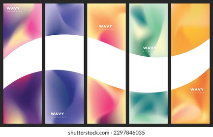 Wavy gradient mesh background template copy space set for poster, banner, card, flyer, or brochure