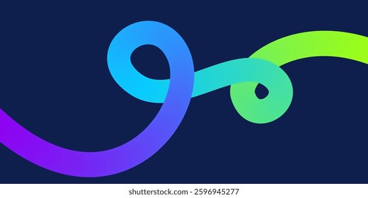 Wavy gradient shapes on dark background. Background with colored squiggles gradient lines design for flyer, poster, cover or banner. 
