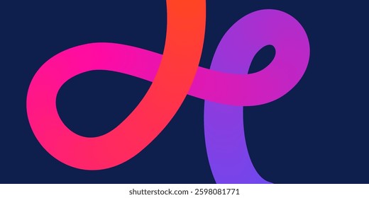 Wavy gradient shapes on dark background. Background with colored squiggles gradient lines design for poster, flyer, cover or banner. 