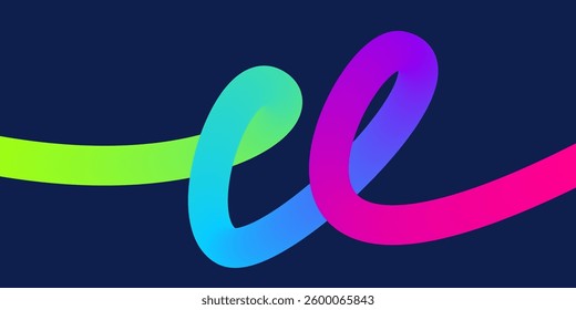 Wavy gradient shapes on dark background. Background with colored squiggles gradient lines design for flyer, poster, cover or banner. 