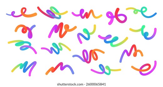 Wavy gradient shapes on Whyte background. Background with colored squiggles gradient lines design for flyer, poster, cover or banner. Set of vector illustration.