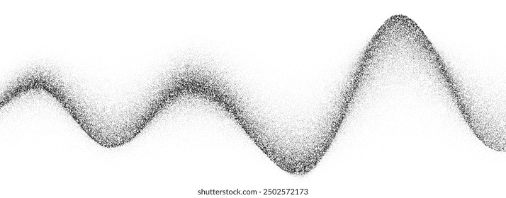 Wavy grain gradient texture. Black stippled fluid background. Grunge noise dotwork wallpaper for banner, poster. Undulate sand backdrop with speckles, particles, granules. Vector