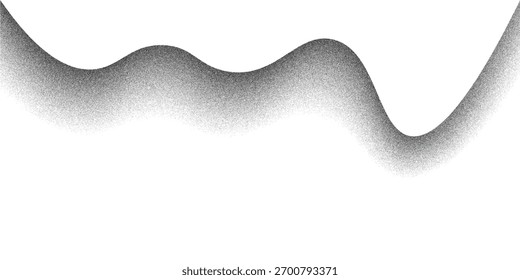 Textura de gradiente de grão ondulado. Fundo de linha preta pontilhada fluindo. Papel de parede grunge noise dot work para banner, cartaz, folheto. Fundo arenoso undulado com manchas, partículas, grânulos. Vetor