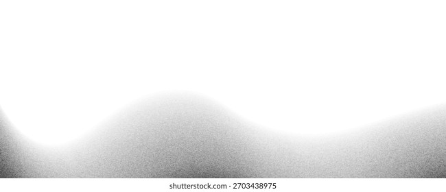 Textura de gradiente de grão ondulado. Fundo de linha preta pontilhada fluindo. Papel de parede grunge noise dot work para banner, cartaz, folheto. Fundo arenoso undulado com manchas, partículas, grânulos. Vetor