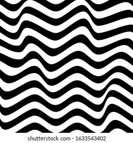 Wavy graphic background. Simple wave stripes. Black lines pattern in white background.