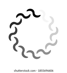 Wavy gray lines in the form of a circle on a white background.