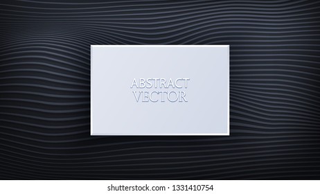 Wavy gray lines on a dark background. Design business template. Rectangles covered with wood structure. Illustration of grunge cover. Place for text