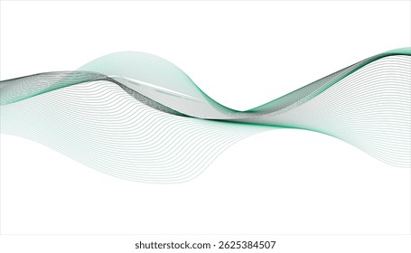 Wavy green and black lines. Abstract flowing curves.Intertwined, smooth filaments.