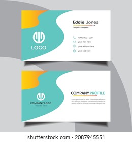 Wavy green business card design template