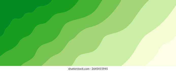 Fundo abstrato de gradiente verde ondulado. Composição em formas fluidas. Tons de padrão de onda verde ombre