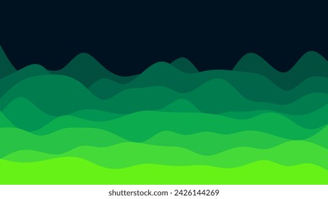 Fondo de pantalla verde ondulado del océano o valle en fondo oscuro