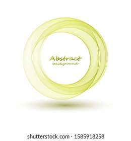 
Wavy green smooth wave, circle with shadow. Design element