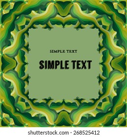 Wavy green square frame from algae, framing the text.