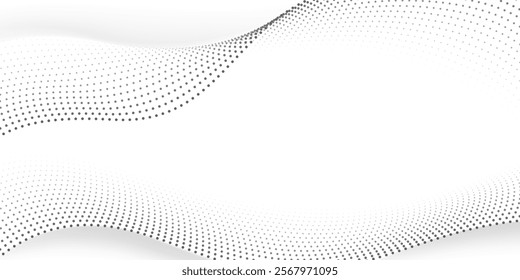 wavy grey dotted texture halftone pattern lines isolated on white background with vector 3d rendering effects