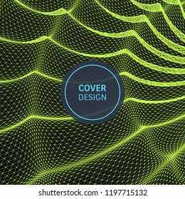Wavy grid background. 3d abstract vector illustration.