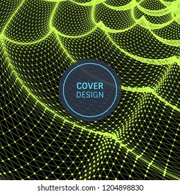 Wavy grid background. 3d abstract vector illustration.