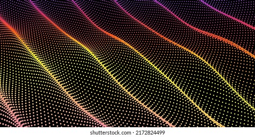 Wavy Grid Background. 3d Abstract Vector Illustration.