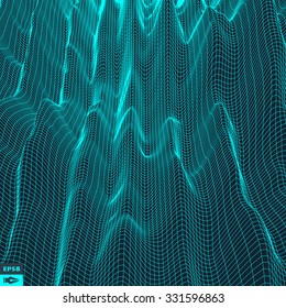 Wavy Grid Background. 3d Abstract Vector Illustration. 
