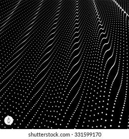 Wavy Grid Background. 3d Abstract Vector Illustration. 