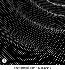 Wavy Grid Background. 3d Abstract Vector Illustration. 