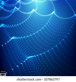 Wavy Grid Background. 3d Abstract Vector Illustration. 
