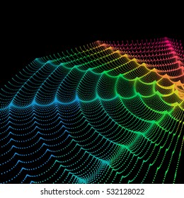 Wavy Grid Background. 3d Abstract Vector Illustration. 