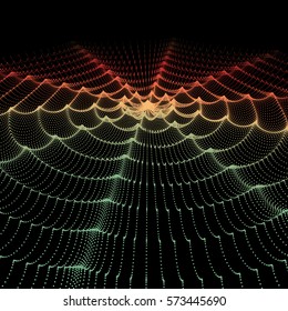Wavy Grid Background. 3d Abstract Vector Illustration.  