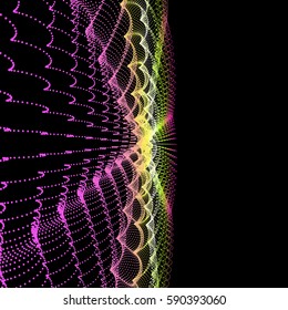 Wavy Grid Background. 3d Abstract Vector Illustration.