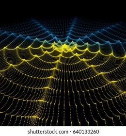 Wavy Grid Background. 3d Abstract Vector Illustration. 