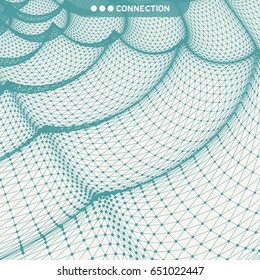 Wavy Grid Background. 3d Abstract Vector Illustration. 