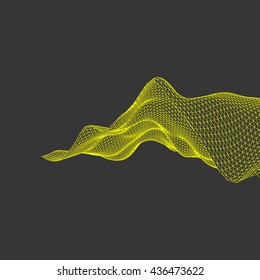 Wavy Grid Hintergrund. Abstrakte Vektorgrafik. Verbindungsstruktur. Futuristische Technologie Stil. 3D-Sichtfeld