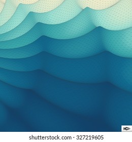 Wavy Grid Background. Mosaic. 3d Abstract Vector Illustration. 