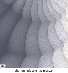 Plano de Fundo de Grade Ondulada. Mosaico. Ilustração vetorial abstrata 3d. 