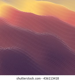 Wavy Grid Hintergrund. Mosaik. 3d Abstrakte Vektorgrafik. 