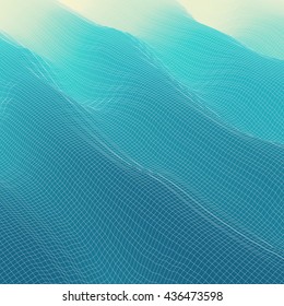 Wavy Grid Background. Mosaic. 3d Abstract Vector Illustration. 